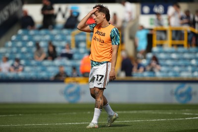 260425 - Millwall v Swansea City - Sky Bet Championship - Goncalo Franco of Swansea City warms up 