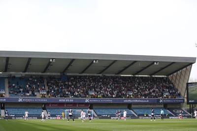 260425 - Millwall v Swansea City - Sky Bet Championship - Swansea travelling fans in the stand 
