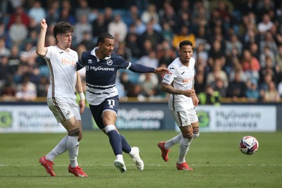 260425 - Millwall v Swansea City - Sky Bet Championship - Josh Key of Swansea passes the ball 