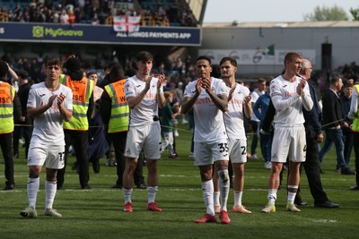 260425 - Millwall v Swansea City - Sky Bet Championship - Swansea players applaud the travelling fans