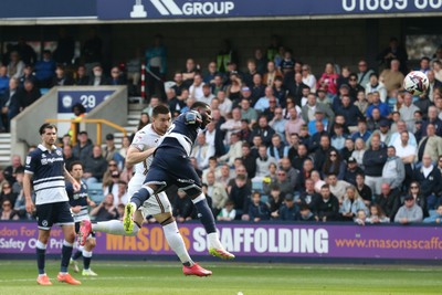 260425 - Millwall v Swansea City - Sky Bet Championship - Žan Vipotnik of Swansea heads towards goal