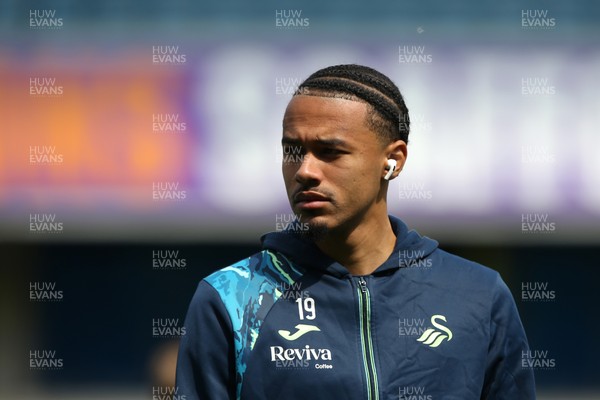 260425 - Millwall v Swansea City - Sky Bet Championship - Florian Bianchini of Swansea on arrival