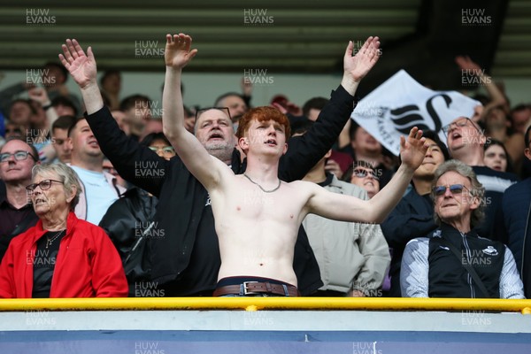 260425 - Millwall v Swansea City - Sky Bet Championship - Swansea fans at the final whistle