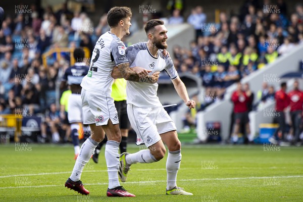 300923 - Millwall v Swansea City - Sky Bet Championship - Matt Grimes of Swansea City celebrates scoring his sides second goal 