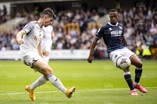 300923 - Millwall v Swansea City - Sky Bet Championship - Josh Key of Swansea City assists his sides third goal 