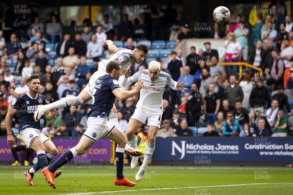 300923 - Millwall v Swansea City - Sky Bet Championship - Mykola Kukharevych of Swansea City scores his sides third goal 