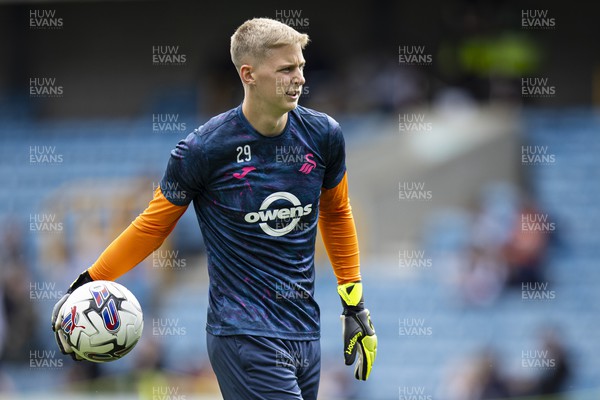 300923 - Millwall v Swansea City - Sky Bet Championship - Swansea City goalkeeper Nathan Broome during the warm up