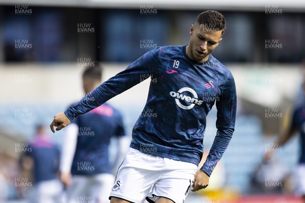 300923 - Millwall v Swansea City - Sky Bet Championship - Mykola Kukharevych of Swansea City during the warm up