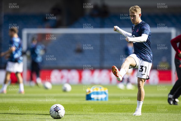 300923 - Millwall v Swansea City - Sky Bet Championship - Ollie Cooper of Swansea City during the warm up