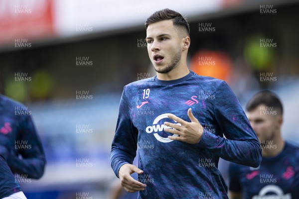 300923 - Millwall v Swansea City - Sky Bet Championship - Mykola Kukharevych of Swansea City during the warm up