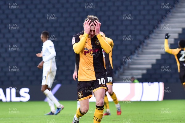 140226 - Milton Keynes Dons v Newport County - Sky Bet League 2 - Harrison Biggins of Newport County 