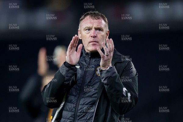 221122 - Milton Keynes Dons v Newport County - Papa Johns Trophy -  Newport County Manager Graham Coughlan applauds the fans after his sides defeat to the MK Dons 