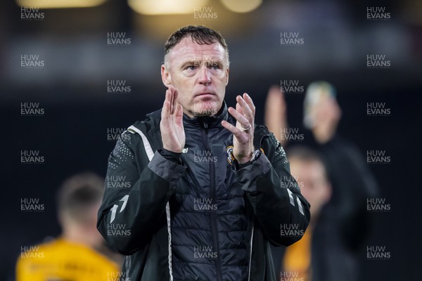 221122 - Milton Keynes Dons v Newport County - Papa Johns Trophy -  Newport County Manager Graham Coughlan applauds the fans after his sides defeat to the MK Dons 