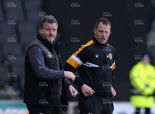230219 MK Dons v Newport County - Sky Bet League 2 -   Newport manager Michael Flynn watches on