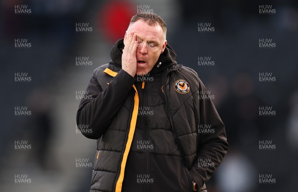 240224 - MK Dons v Newport County, EFL Sky Bet League 2 - Newport County manager Graham Coughlan at the end of the match