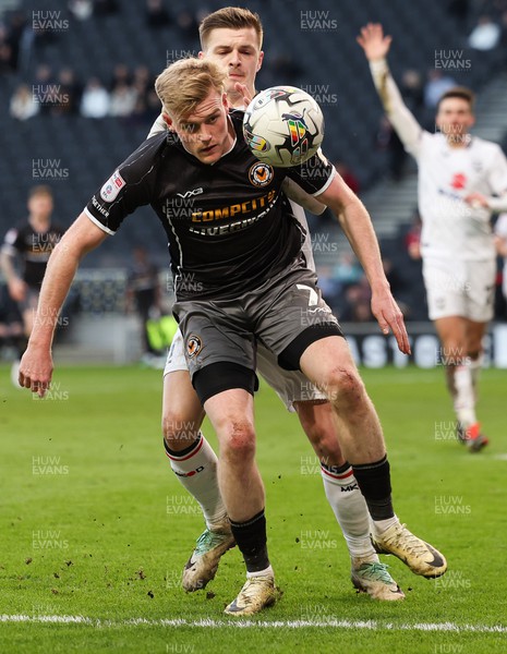 240224 - MK Dons v Newport County, EFL Sky Bet League 2 - Will Evans of Newport County looks to win the ball