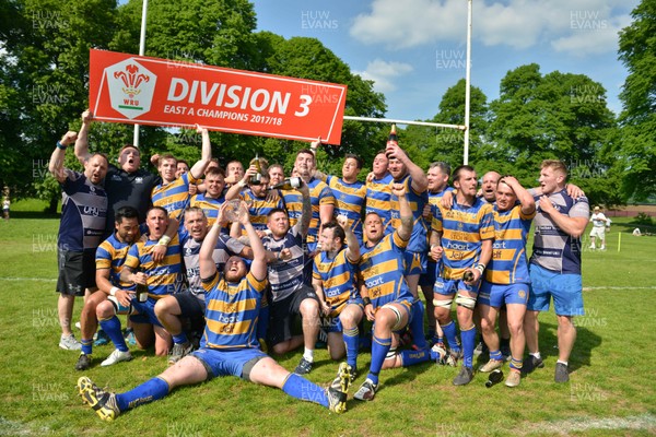 190518 - Monmouth RFC v Abergavenny RFC - WRU National Division 3 East A -  Monmouth players celebrate winning the division