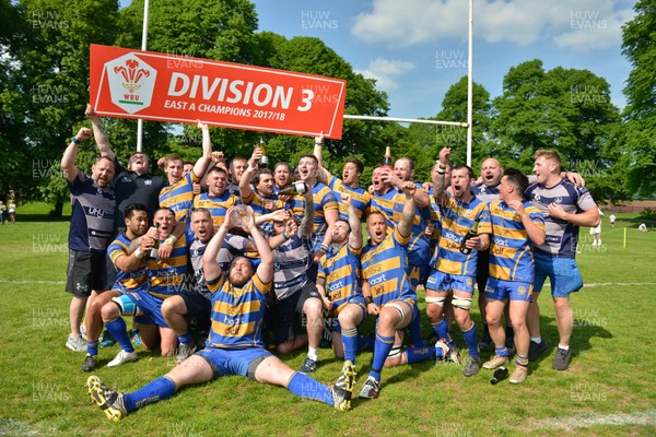 190518 - Monmouth RFC v Abergavenny RFC - WRU National Division 3 East A -  Monmouth players celebrate winning the division