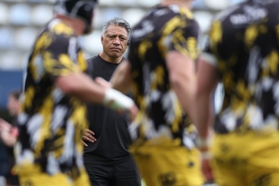030526 - Montpellier Herault Rugby v Dragons RFC - EPCR Challenge Cup Semi Final - Dragons head coach Filo Tiatia during the warm up