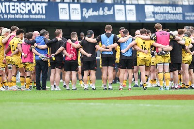 030526 - Montpellier Herault Rugby v Dragons RFC - EPCR Challenge Cup Semi Final - Dragons huddle after the match