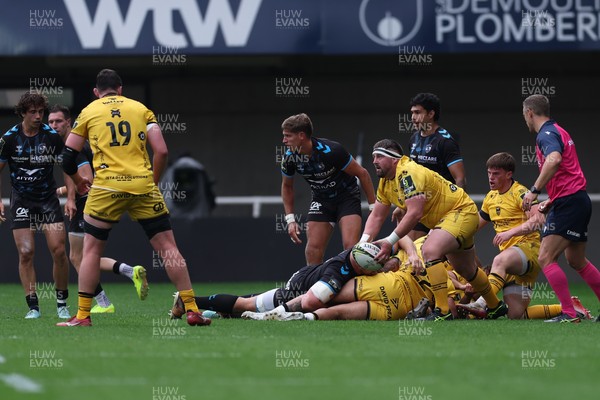 030526 - Montpellier Herault Rugby v Dragons RFC - EPCR Challenge Cup Semi Final - Wyn Jones of Dragons looks to pass