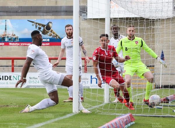 040519 - Morecambe v Newport County, Sky Bet League 2 - Jamille Matt of Newport County puts the ball in the net to level the score
