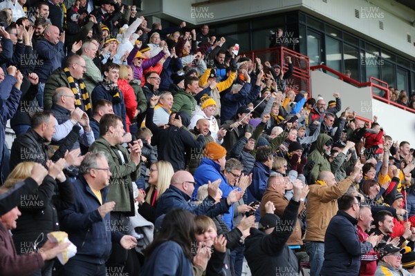 040519 - Morecambe v Newport County, Sky Bet League 2 - Newport County fans celebrate after Jamille Matt scores the goal that gives them the final Division 2 Play Off spot