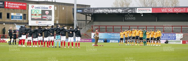 061121 - Morecambe v Newport County - FA Cup First Round - Both teams acknowledge Remembrance Sunday
