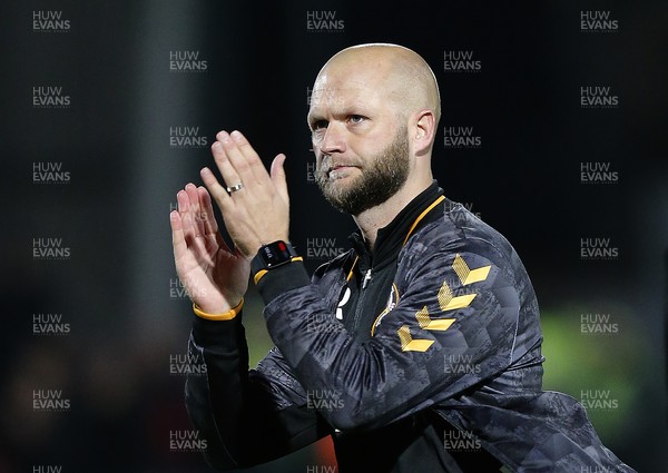 061121 - Morecambe v Newport County - FA Cup First Round - Manager James Rowberry of Newport County applauds the fans at the end of the match