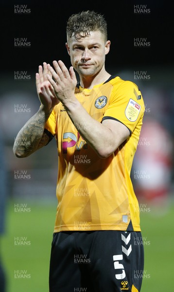 061121 - Morecambe v Newport County - FA Cup First Round - James Clarke of Newport County applauds the fans 