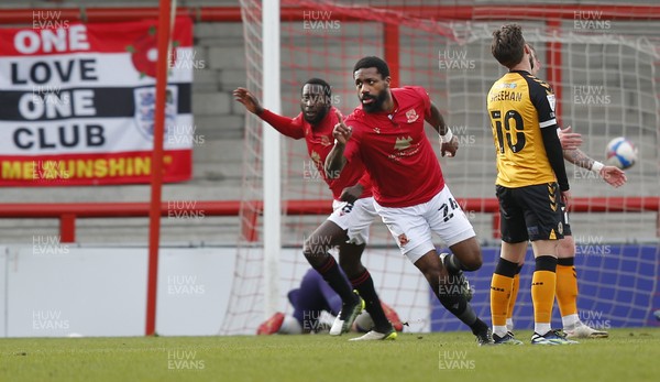 130321 - Morecambe v Newport County - Sky Bet League 2 - Yann Songo'o of Morecambe FC celebrates scoring the 1st home goal
