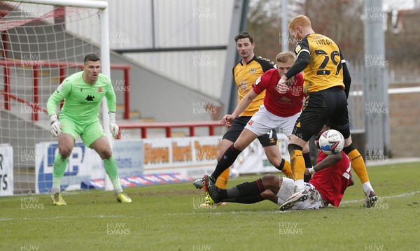 130321 - Morecambe v Newport County - Sky Bet League 2 - Ryan Taylor of Newport County misses a chance to score in the 2nd half