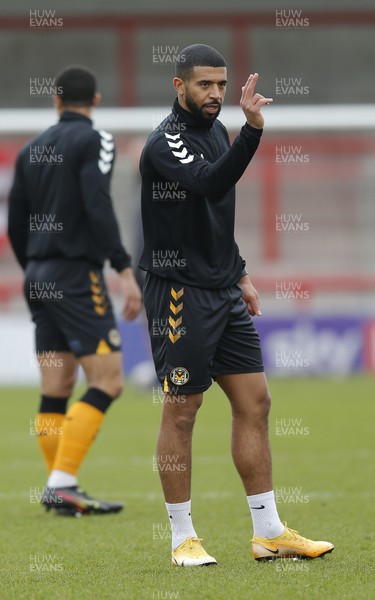 130321 - Morecambe v Newport County - Sky Bet League 2 - Joss Labadie of Newport County in pre match warm up