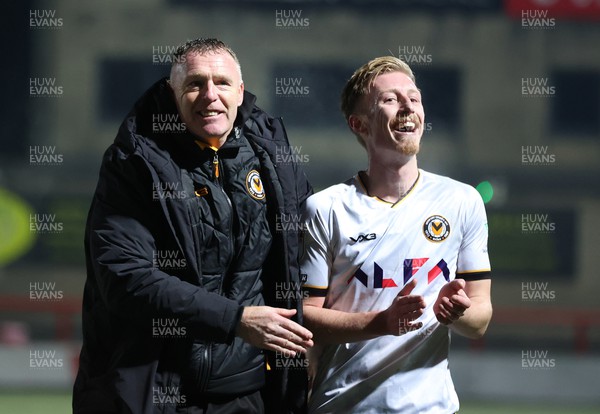 281123 - Morecambe v Newport County - Sky Bet League 2 - A happy Manager Graham Coughlan of Newport County with Harry Charsley of Newport County at the end of the match