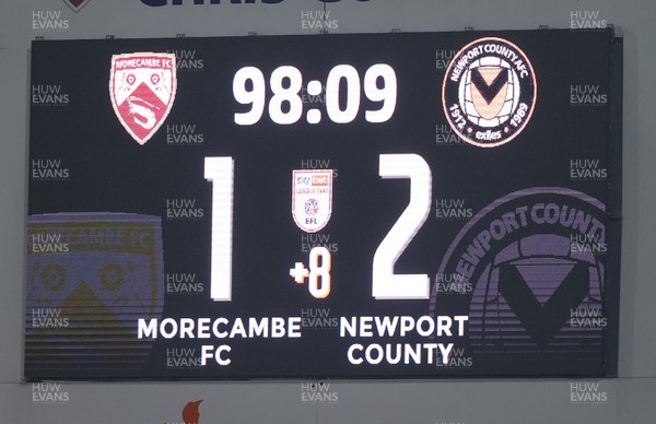 281123 - Morecambe v Newport County - Sky Bet League 2 - Scoreboard with final score
