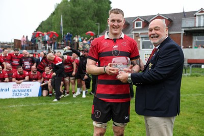 020526 - Morriston v Aberavon Quins - Admiral National League 2 West Central - WRU representative Steve Owen with Morriston Captain Callum Beynon