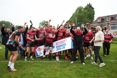 020526 - Morriston v Aberavon Quins - Admiral National League 2 West Central - Morriston celebrate with the trophy