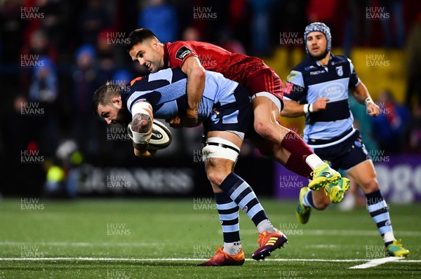 050419 - Munster v Cardiff Blues - Guinness PRO14 -  Josh Turnbull of Cardiff Blues is tackled by Conor Murray of Munster