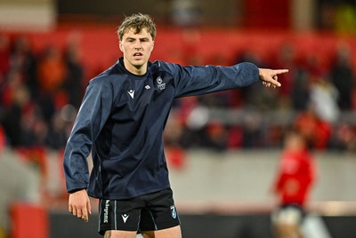 041025 - Munster v Cardiff Rugby, United Rugby Championship - Jacob Beetham of Cardiff Rugby warms-up ahead of the match