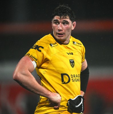 230126 - Munster v Dragons RFC - United Rugby Championship - Seb Davies of Dragons reacts after the match