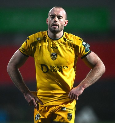 230126 - Munster v Dragons RFC - United Rugby Championship - Cai Evans of Dragons after the match