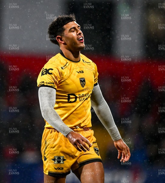 230126 - Munster v Dragons RFC - United Rugby Championship - Rio Dyer of Dragons reacts