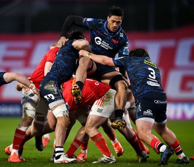 150225 - Munster v Scarlets - United Rugby Championship - Sam Lousi of Scarlets