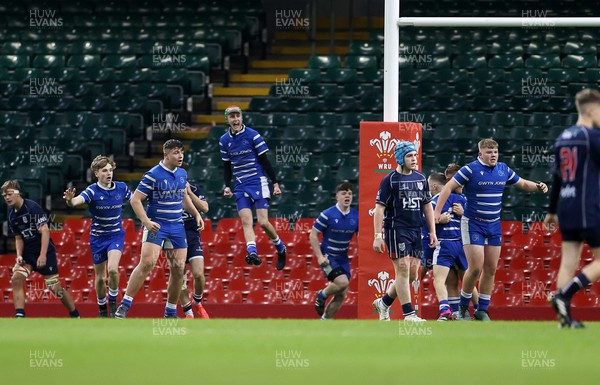 061223 - Mynydd Mawr v Bridgend Schools - Dewar Shield Final - Bridgend Schools celebrate at full time