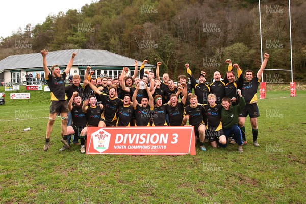 140418 - Nant Conwy 2nds presentation - WRU National League 3 North -  Nant Conwy Grant Jones celebrate winning the league 