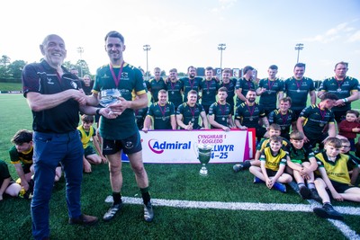 100525 - Nant Conwy League Trophy Presentation - Admiral National League 1 North - Caron Davies receives the trophy from WRU District Representative Alun Roberts
