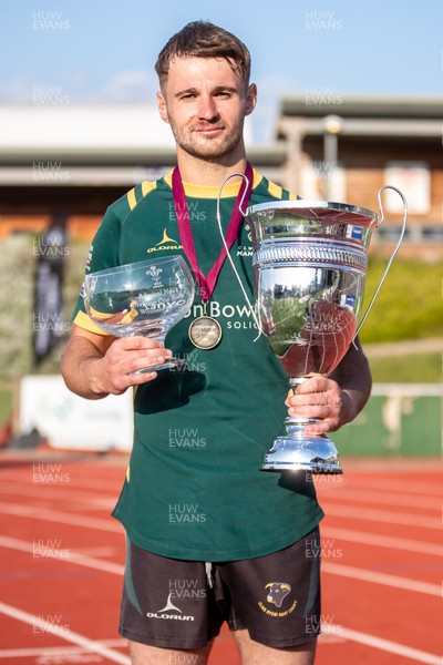 100525 - Nant Conwy v Bethesda - North Wales Division 1 Cup Final - Nant Conwy Captain Caron Davies with the League and Cup trophies at full time