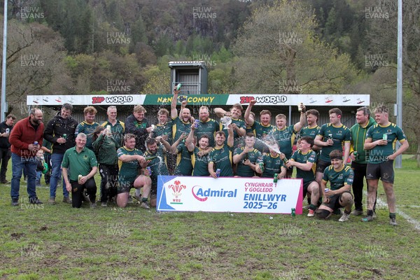 180426 - Nant Conwy v Wrexham - Admiral National League 1 North - Nant Conwy celebrate winning the league