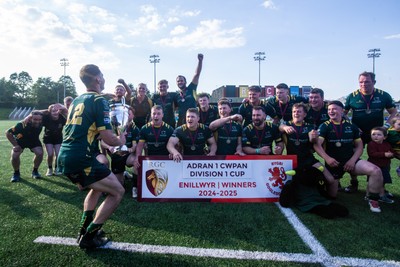 100525 - Nant Conwy v Bethesda - North Wales Division 1 Cup Final - Caron Davies lifts the Cup