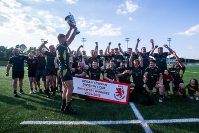 100525 - Nant Conwy v Bethesda - North Wales Division 1 Cup Final - Caron Davies lifts the Cup